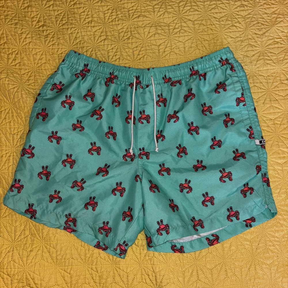 Cotton On Green Crab Print Swim Trunks